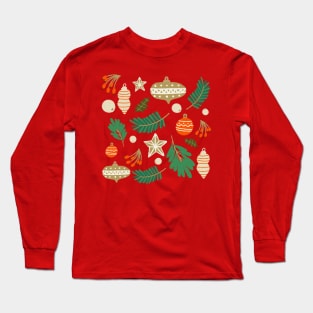 Christmas Baubles and Mistletoe Long Sleeve T-Shirt